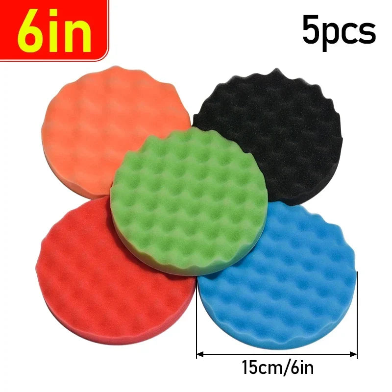 Car Polishing Sponge Pad Kit 5 Inch 6 Inch 7 Inch | 5 Pack Auto Waxing Buffing Pads for Car Detailing