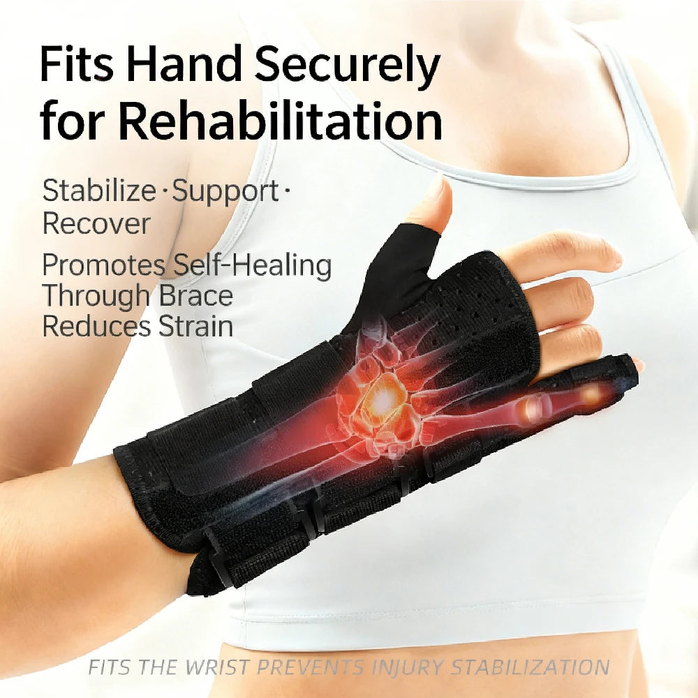 1PCS Adjustable Wrist Support Splint - 1PCS Night Hand Brace with 2 Stays for Carpal Tunnel Pain Relief