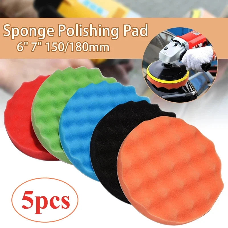 Car Polishing Sponge Pad Kit 5 Inch 6 Inch 7 Inch | 5 Pack Auto Waxing Buffing Pads for Car Detailing