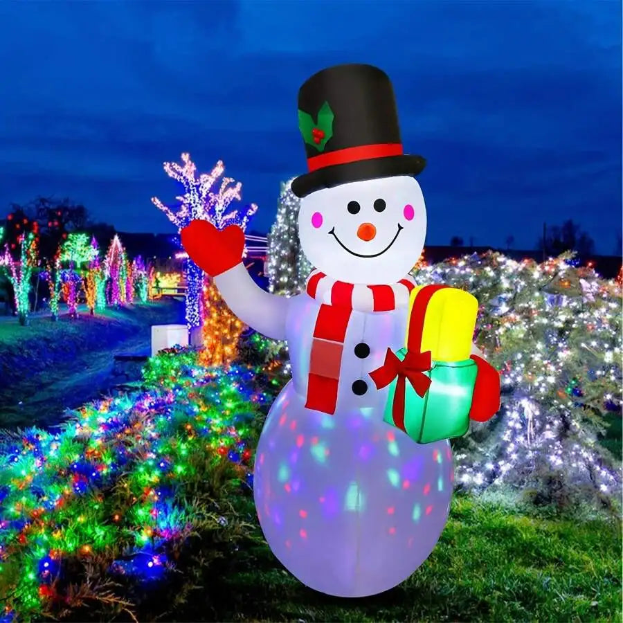 5ft Inflatable LED Rotating Light Snowman Outdoor Yard Xmas Decoration Christmas Decorations Home Christmas Gifts Christmas Decor