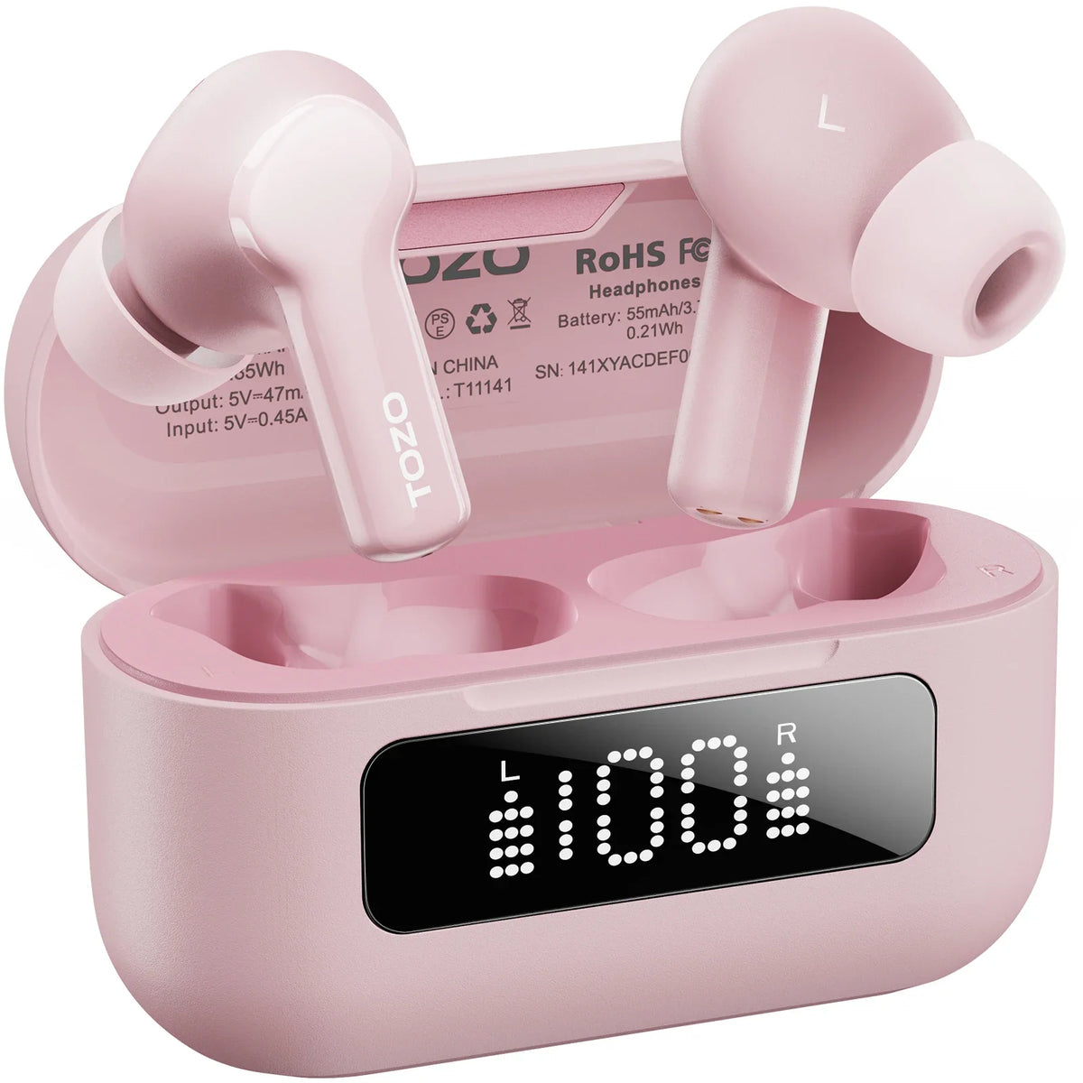 TOZO NC3 Wireless Earbuds 45dB Noise Cancelling Bluetooth Headphones TWS Earphones LED Display Power 32 EQs Support APP