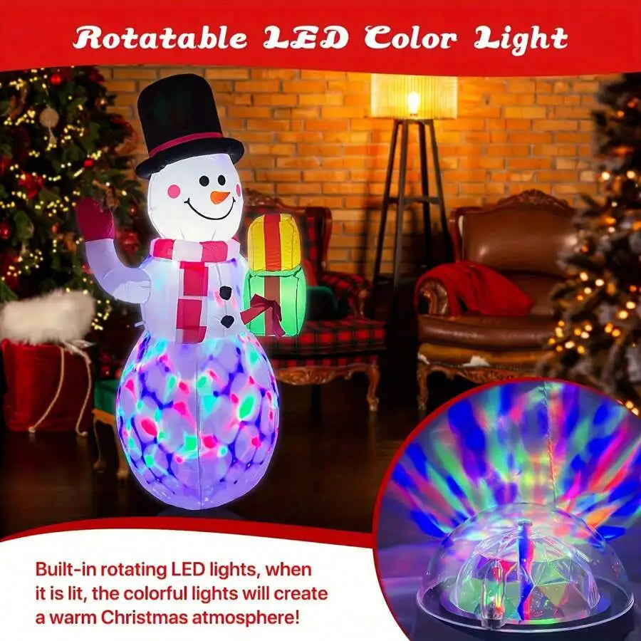 5ft Inflatable LED Rotating Light Snowman Outdoor Yard Xmas Decoration Christmas Decorations Home Christmas Gifts Christmas Decor
