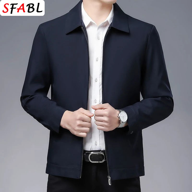 Solid Quality Men's Jacket Business Casual Luxury Blazer for Men Zipper Jacket Office Dress Coat Spring Autumn New Outerwear 3XL