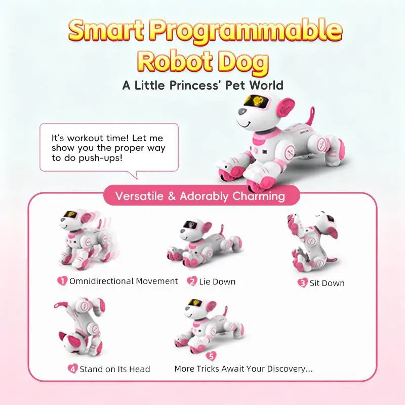 AI Intelligent Robot Dog EU Quality Remote Control Interactive Electronic Pet Companion for Kids Birthday Christmas Gift Sensor Multifunction.TongLi