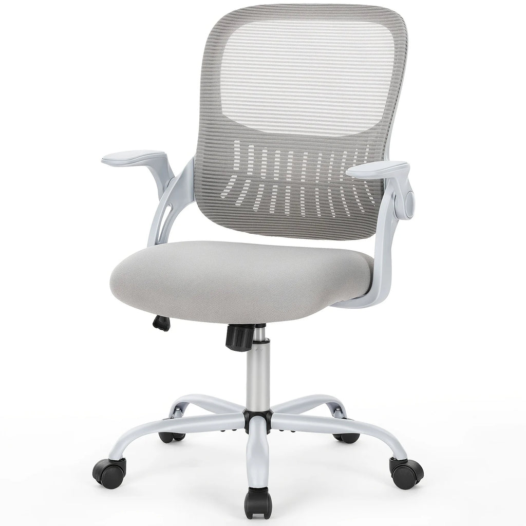 Home Office Chair, Ergonomic High Back Mesh Rolling Computer Desk Chair with Wheels & Adjustable Headrest, Comfort Lumbar Support, Flip-Up Armrests for Bedroom & Study Room