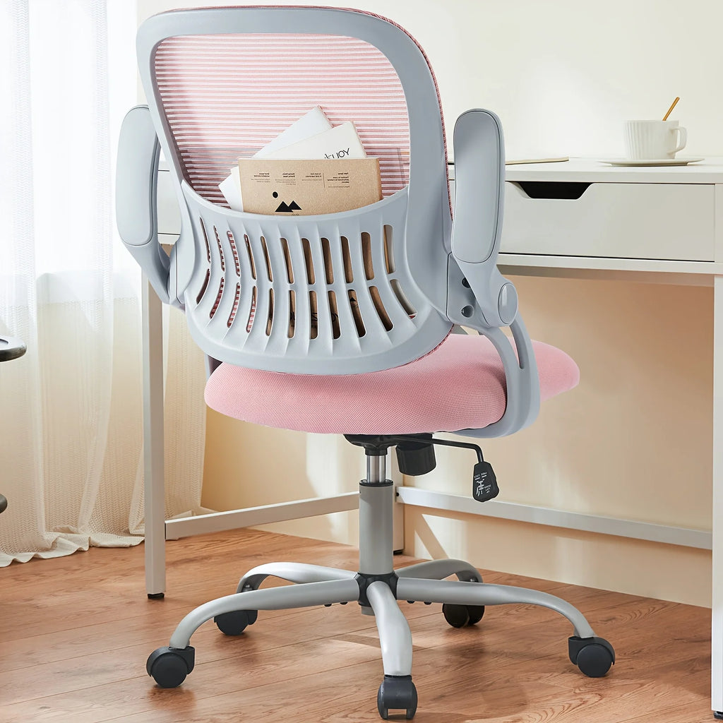 Home Office Chair, Ergonomic High Back Mesh Rolling Computer Desk Chair with Wheels & Adjustable Headrest, Comfort Lumbar Support, Flip-Up Armrests for Bedroom & Study Room