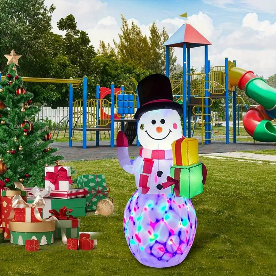 5ft Inflatable LED Rotating Light Snowman Outdoor Yard Xmas Decoration Christmas Decorations Home Christmas Gifts Christmas Decor