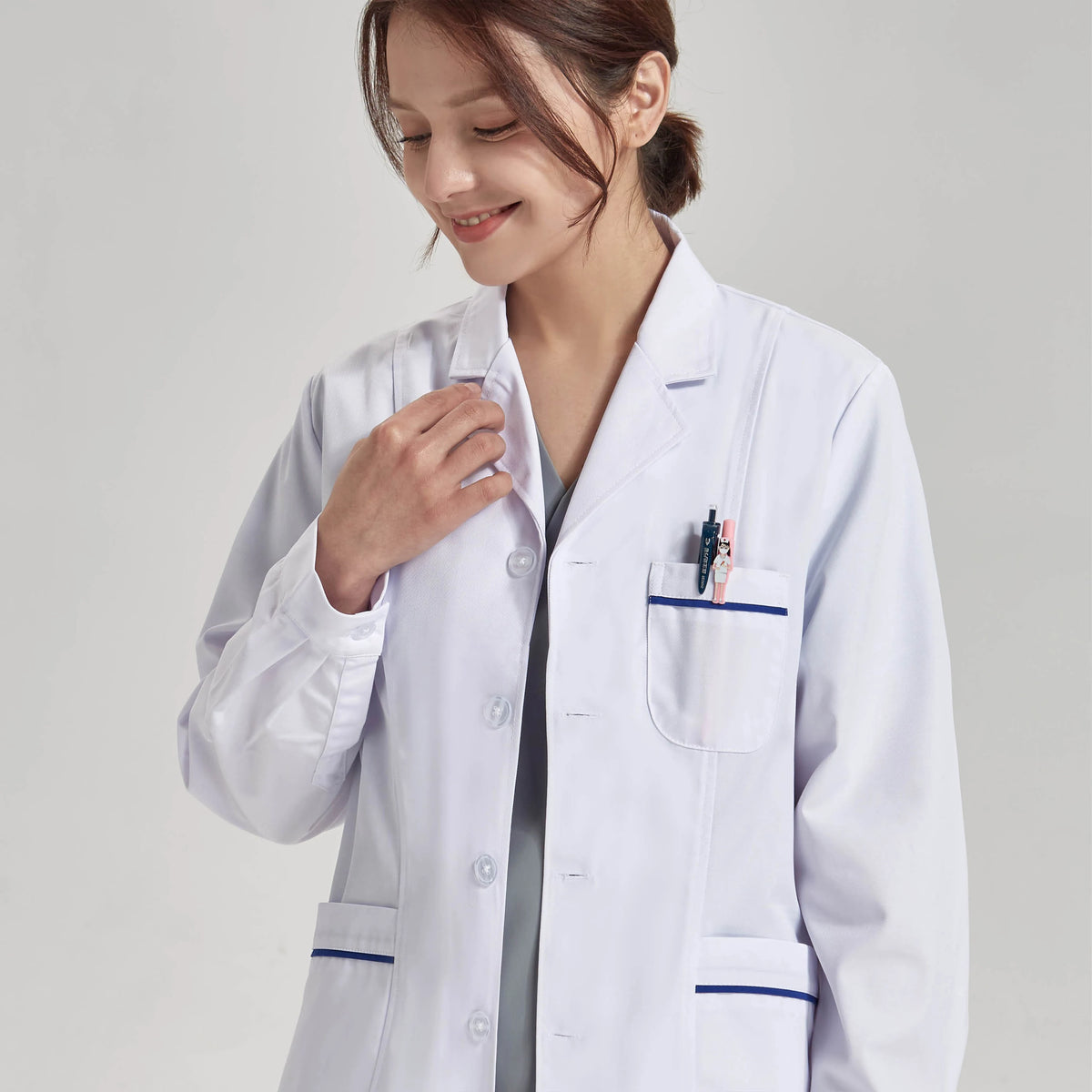 44½" Lab Coats Women Men Professional Medical White Coat 3-Pocket Super Twill Consultation Work Tunic Suit YHF-6535-03