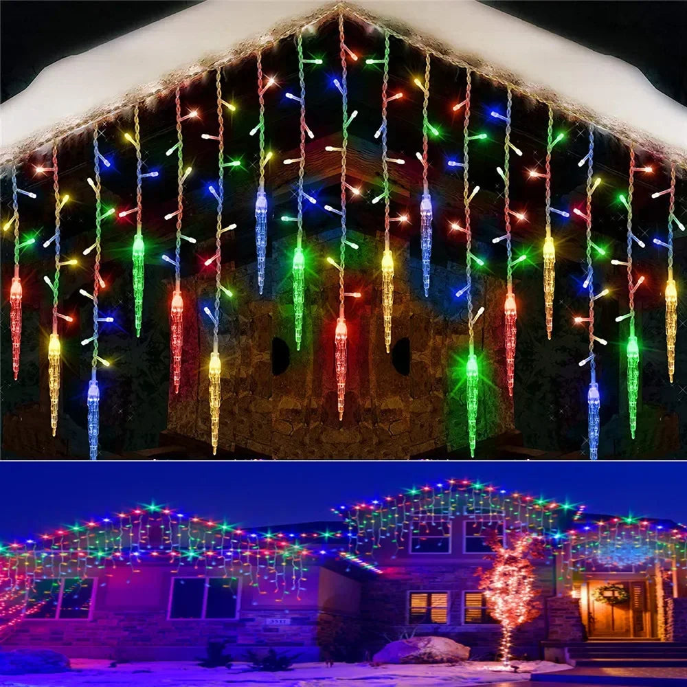  Remote Control Icicle String Lights 8 Modes LED Garland Lamp for Window Stair Christmas Home Indoor Decor