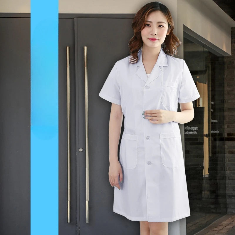 Lab Coat Long Short Sleeve White Doctor Nurse Uniform Isolation Gown For Clinic Work