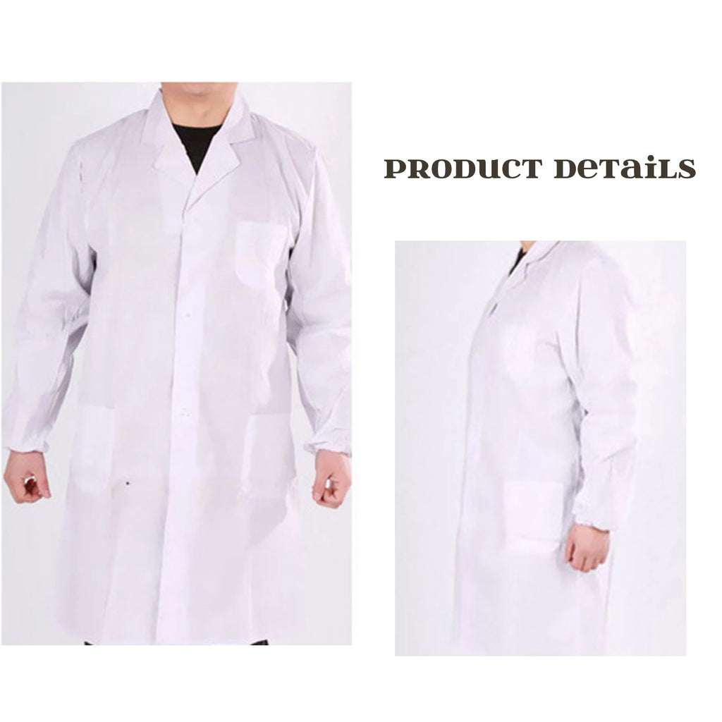 Professional Medical Student Doctor White Lab Coat Long Sleeve White Medical Scientist Lab Coats For Hospital Scientist School