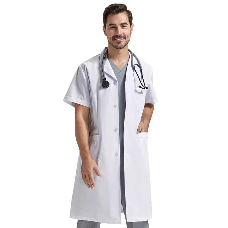 44½" Lab Coats Women Men Professional Medical White Coat 3-Pocket Super Twill Consultation Work Tunic Suit YHF-6535-03