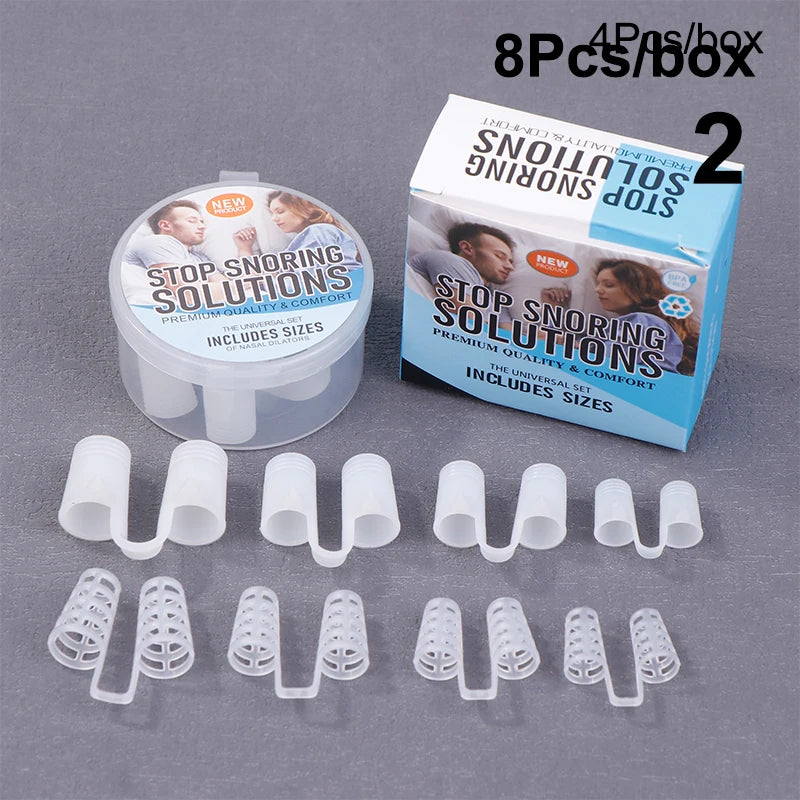 4/8Pcs Silicone Anti Snore Nasal Dilators Apnea Aid Snoring Nose Clip Nose Breathing Apparatus Devices