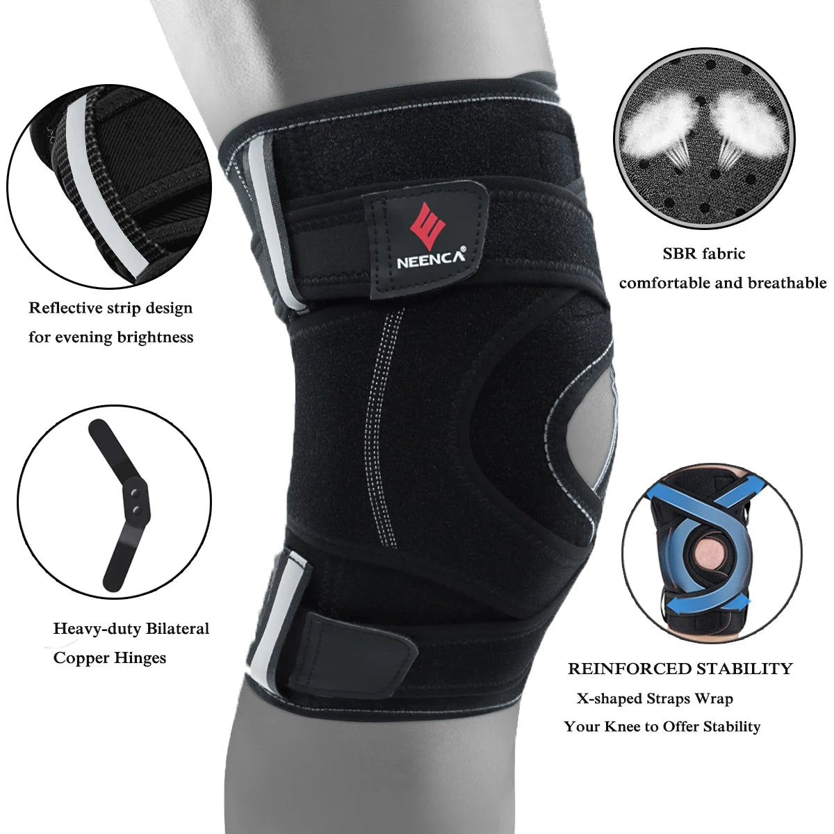 NEENCA Hinged Knee Braces for Knee Pain Women Men Knee Support with Side Stabilizers for Meniscus Tear Arthritis Pain Running