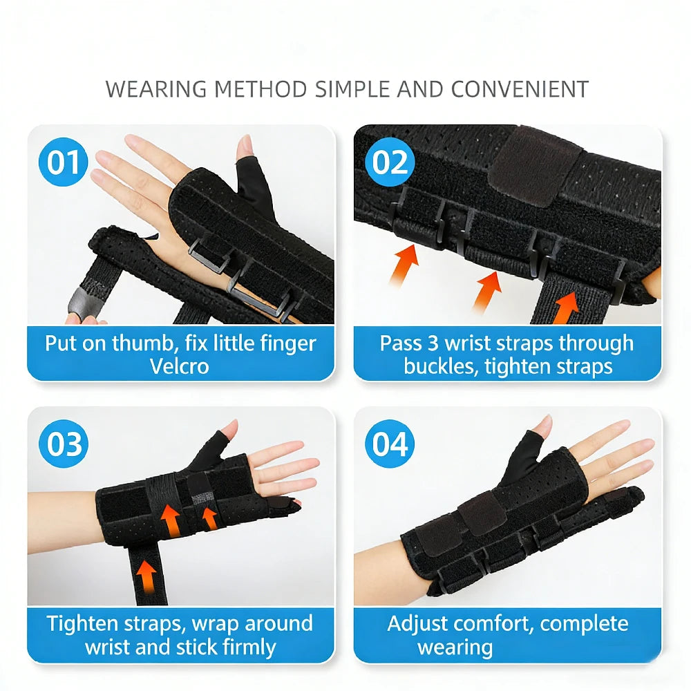 1PCS Adjustable Wrist Support Splint - 1PCS Night Hand Brace with 2 Stays for Carpal Tunnel Pain Relief