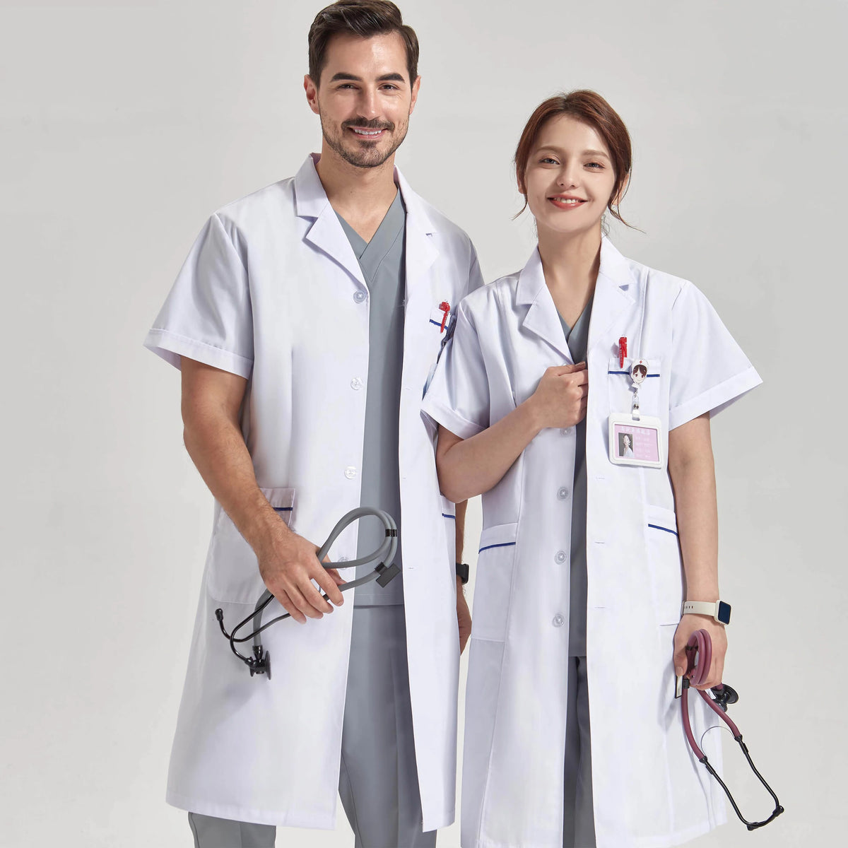 44½" Lab Coats Women Men Professional Medical White Coat 3-Pocket Super Twill Consultation Work Tunic Suit YHF-6535-03