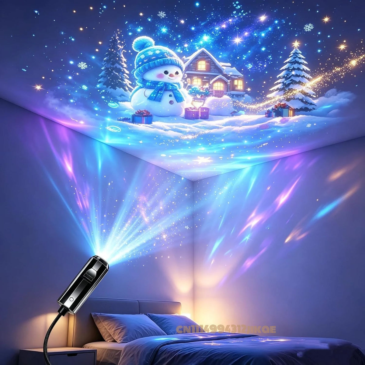 Plug and Play HD Christmas Projector, 5D Holographic Night Light Projector, USB Powered, 360° Adjustable Projector