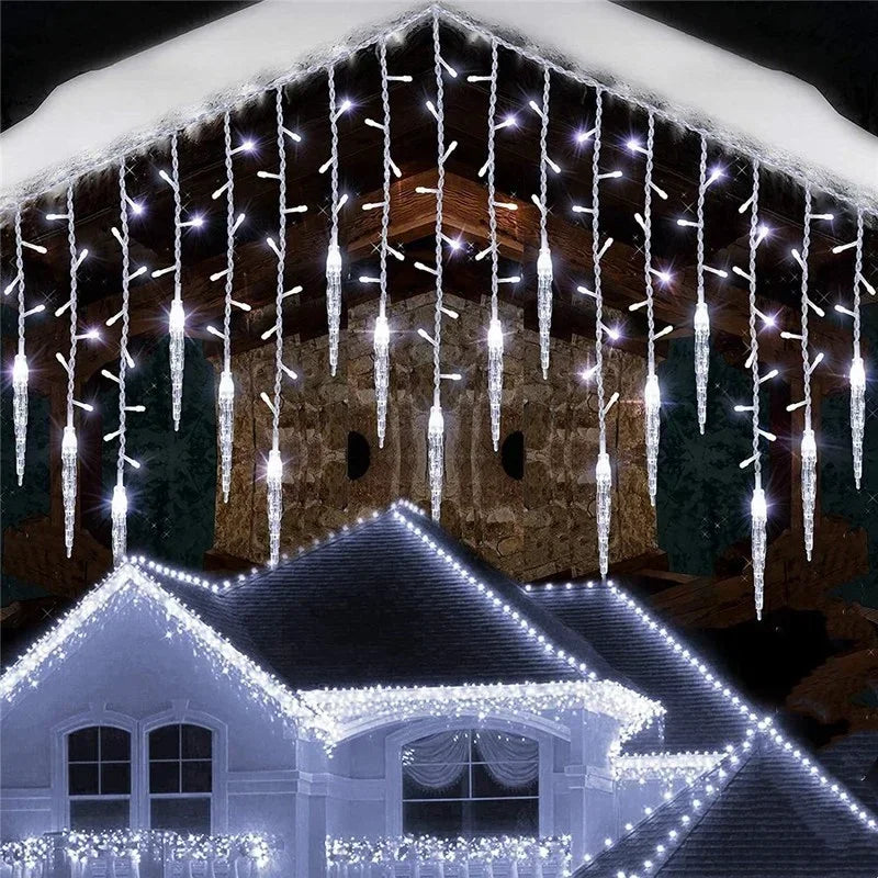  Remote Control Icicle String Lights 8 Modes LED Garland Lamp for Window Stair Christmas Home Indoor Decor