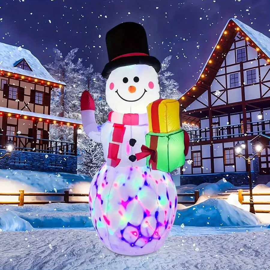5ft Inflatable LED Rotating Light Snowman Outdoor Yard Xmas Decoration Christmas Decorations Home Christmas Gifts Christmas Decor