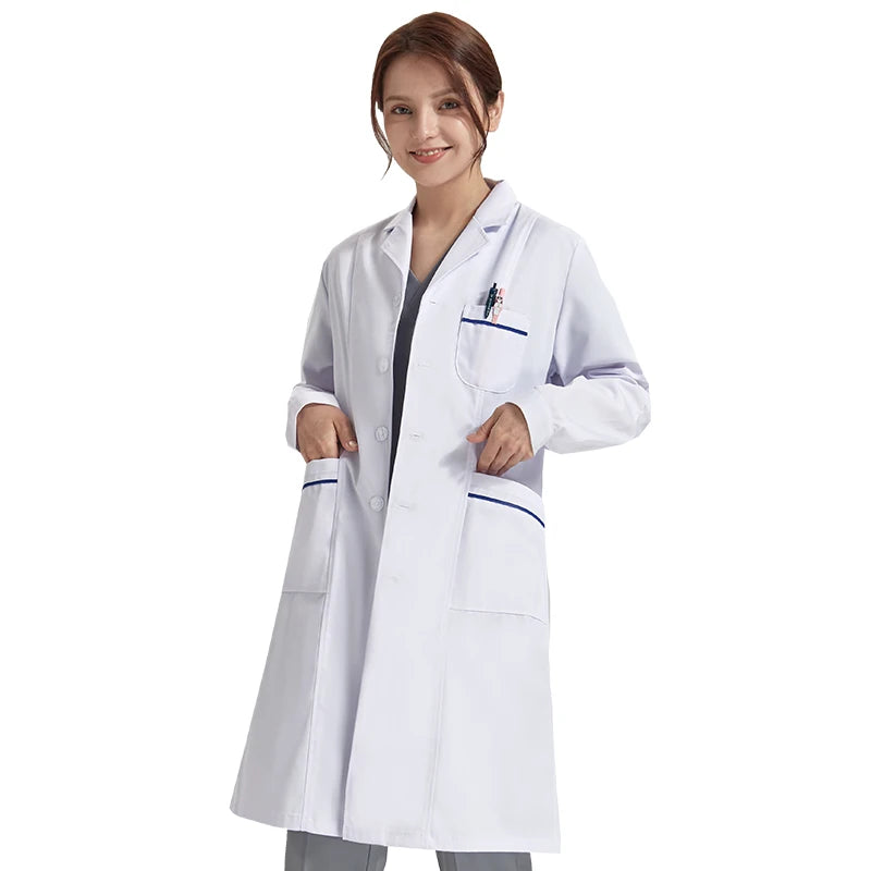 44½" Lab Coats Women Men Professional Medical White Coat 3-Pocket Super Twill Consultation Work Tunic Suit YHF-6535-03