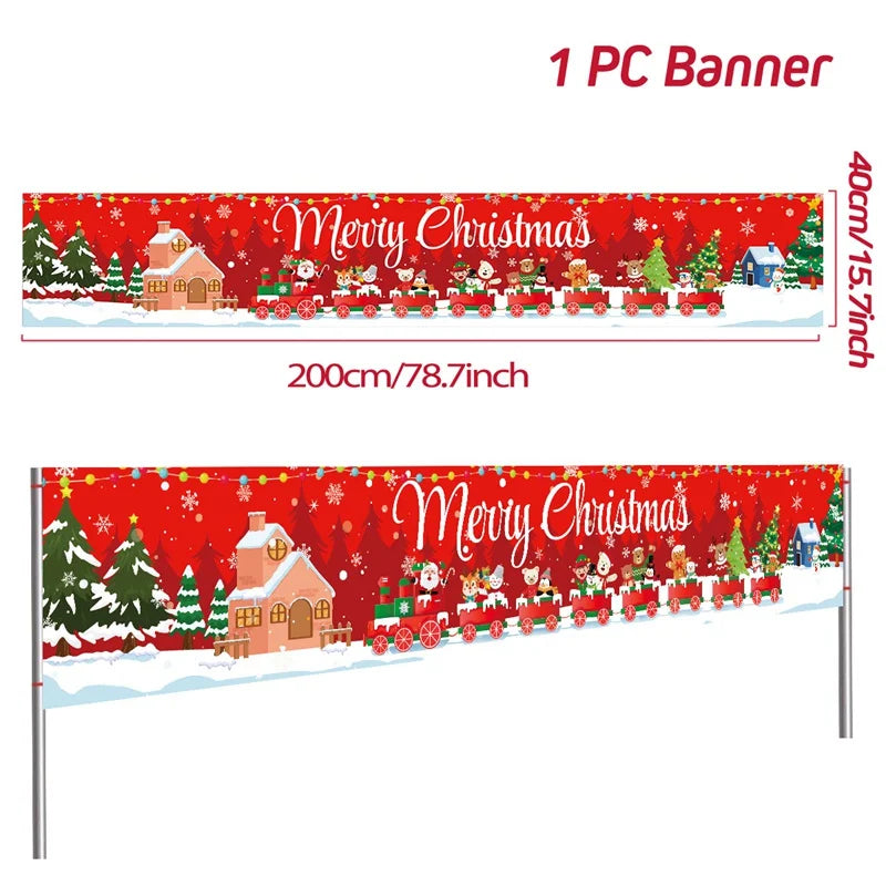 Christmas Outdoor Banner Merry Christmas Decorations For Home 2025 Outdoor Decor Xmas Navidad Noel Natal Happy New Year 2026