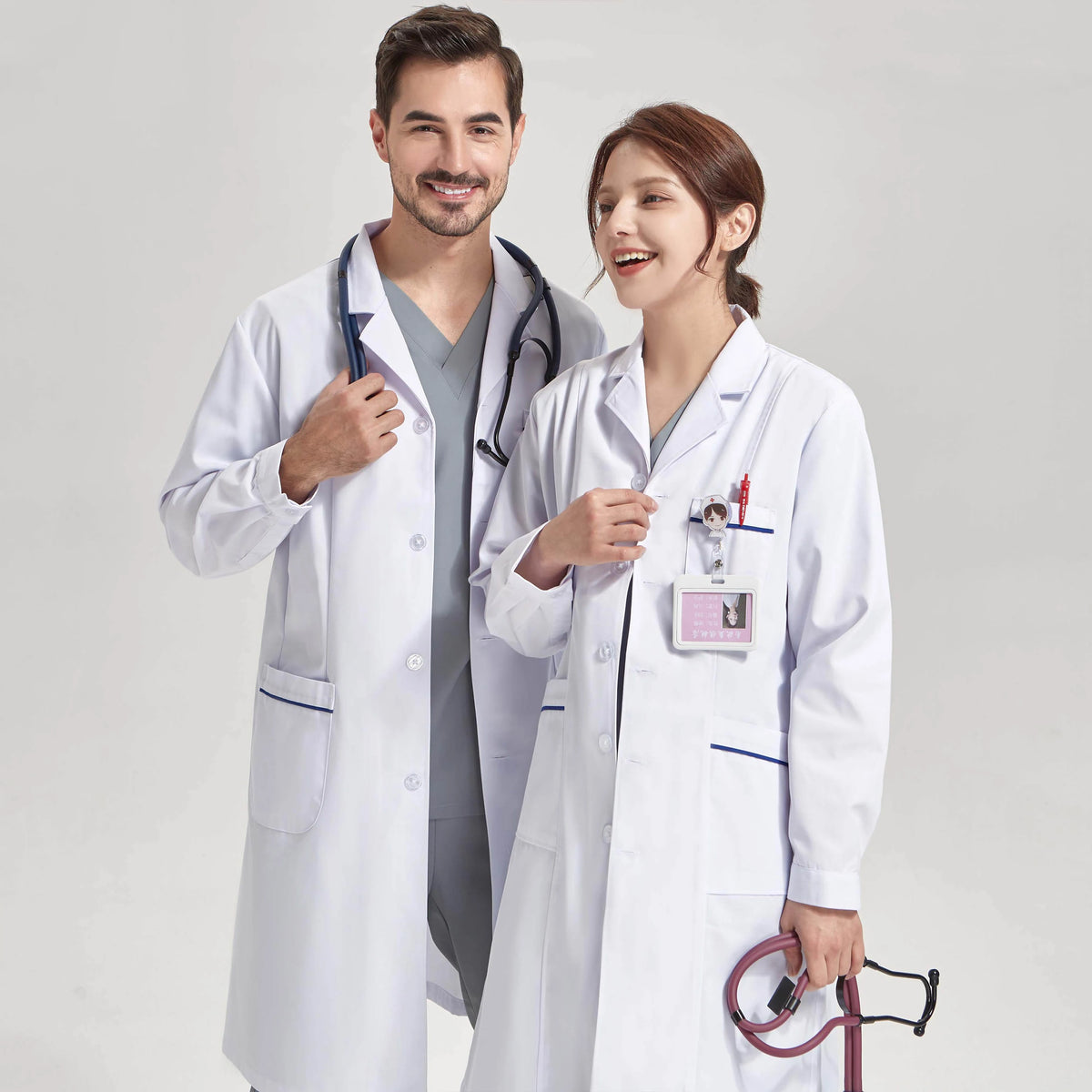 44½" Lab Coats Women Men Professional Medical White Coat 3-Pocket Super Twill Consultation Work Tunic Suit YHF-6535-03