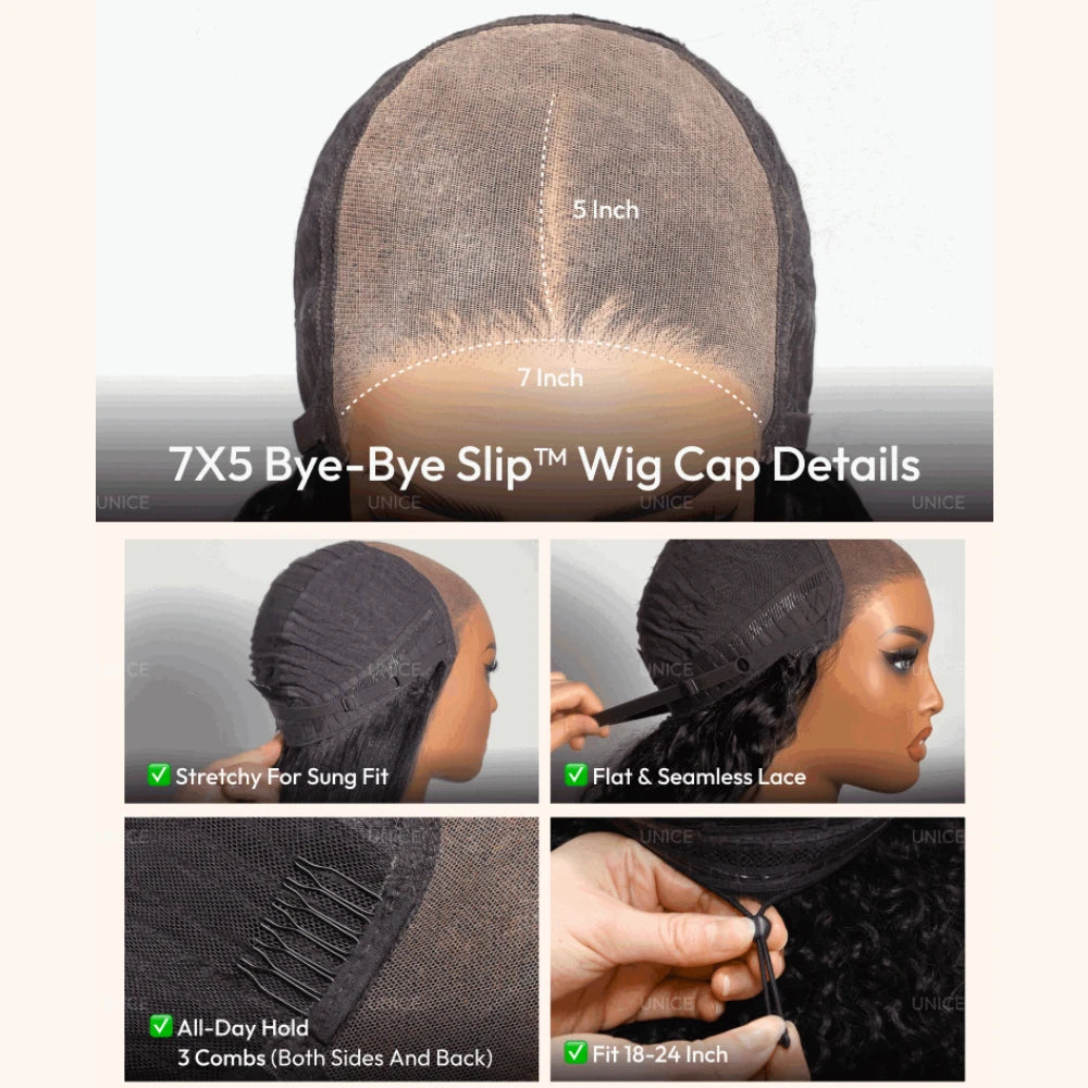 UNice Brown With Blonde Highlights Wavy Bob Wig With Face-Framing Layers Side Part 7x5 13x4 Lace Glueless Human Hair Wigs