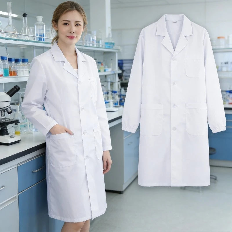 Lab Coat Long Short Sleeve White Doctor Nurse Uniform Isolation Gown For Clinic Work