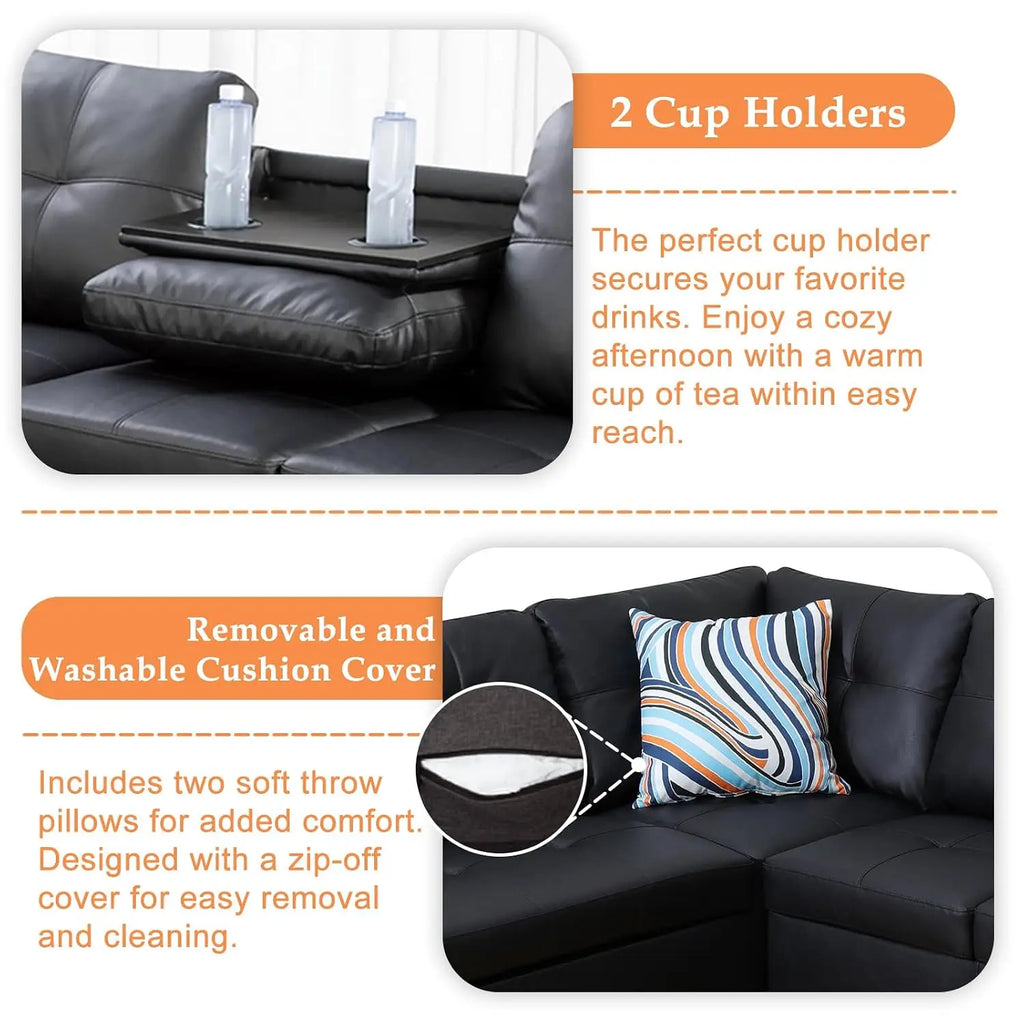 Sectional Sofa Couches for Living Room, 98" L Shaped Couch | Modern 4-Seaters Living Room Furniture Sets with, Customized