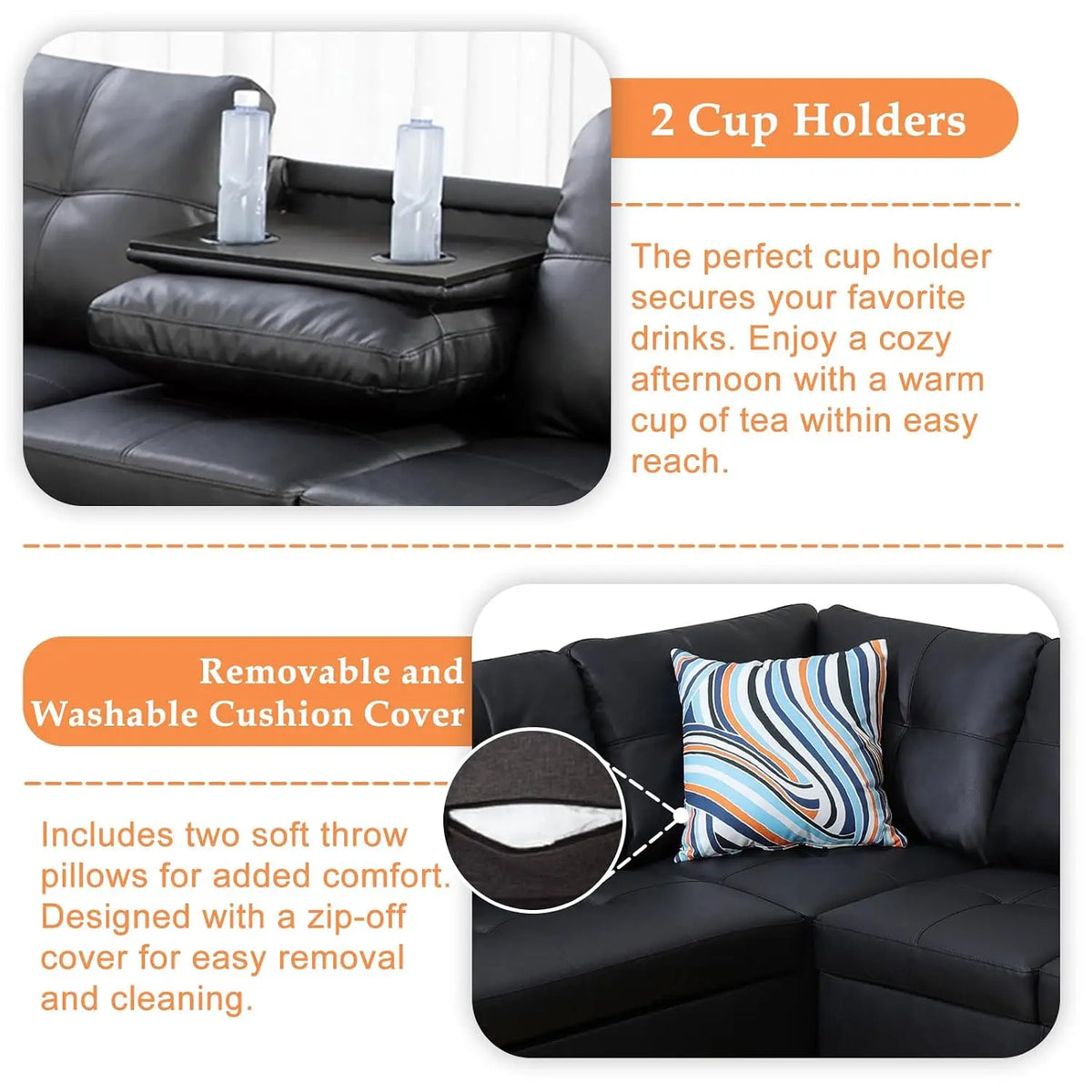 Sectional Sofa Couches for Living Room, 98" L Shaped Couch | Modern 4-Seaters Living Room Furniture Sets with, Customized