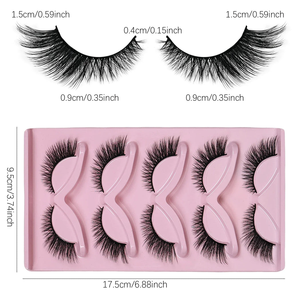 5 Pairs Cat Eye Lashes Wispy Fake Lashes | Fluffy Winged False Eyelashes