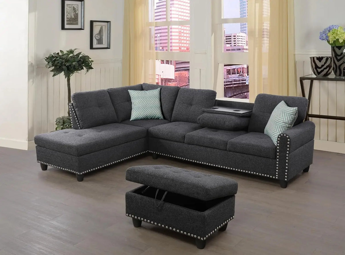 Sectional Sofa Couches for Living Room, 98" L Shaped Couch | Modern 4-Seaters Living Room Furniture Sets with, Customized