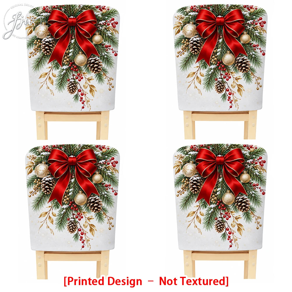 6/4/2pc Christmas Chair Back Covers, Festive Holiday Dining Chair Slipcovers for Christmas Party Home Decor