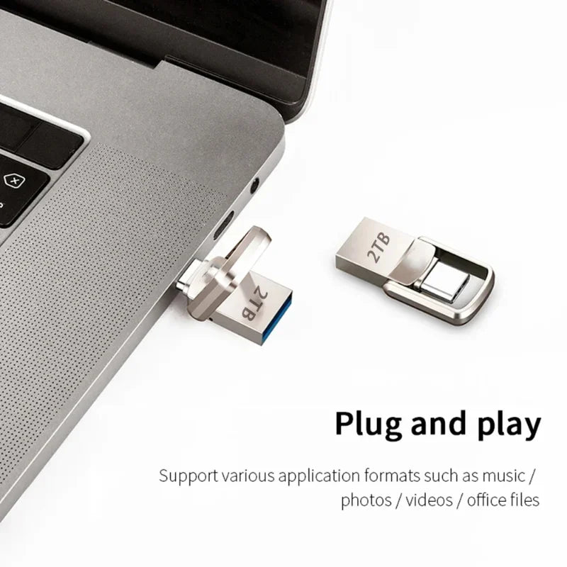 Flash Drive Accessories 2TB High-Speed USB 3.2 Type-C OTG Metal Pen Drive 1TB 512GB Portable Memory USB Stick Storage Drive New