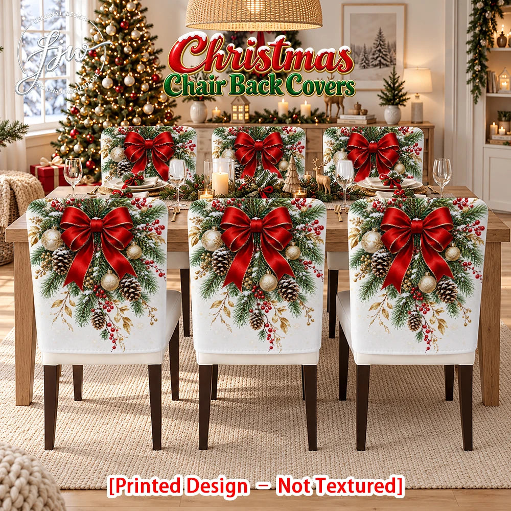 6/4/2pc Christmas Chair Back Covers, Festive Holiday Dining Chair Slipcovers for Christmas Party Home Decor
