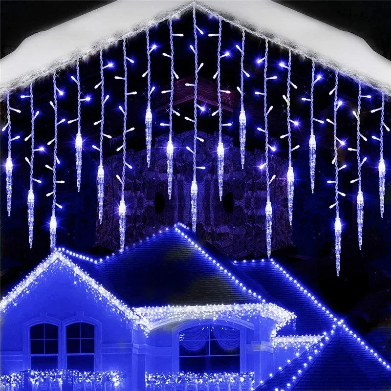  Remote Control Icicle String Lights 8 Modes LED Garland Lamp for Window Stair Christmas Home Indoor Decor