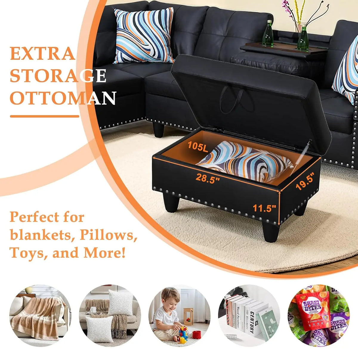 Sectional Sofa Couches for Living Room, 98" L Shaped Couch | Modern 4-Seaters Living Room Furniture Sets with, Customized