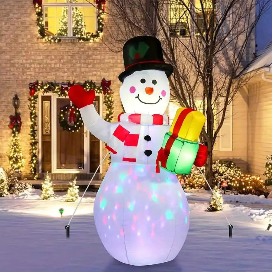 5ft Inflatable LED Rotating Light Snowman Outdoor Yard Xmas Decoration Christmas Decorations Home Christmas Gifts Christmas Decor
