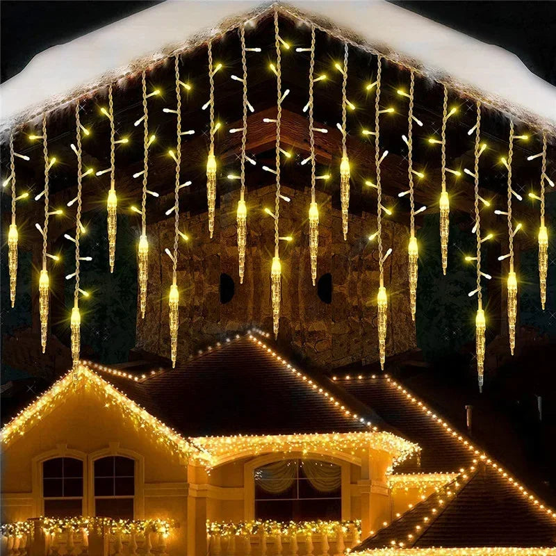 Remote Control Icicle String Lights 8 Modes LED Garland Lamp for Window Stair Christmas Home Indoor Decor