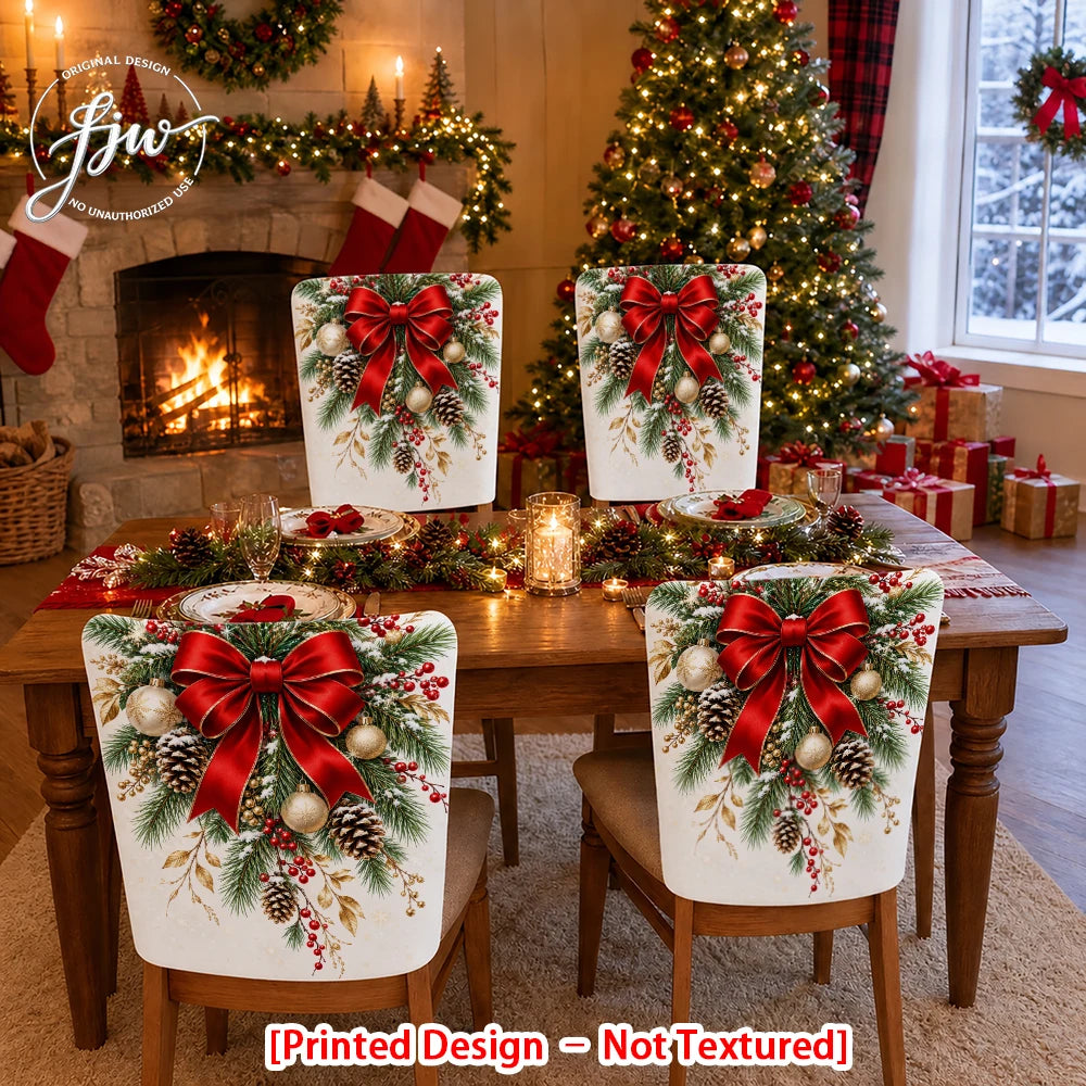 6/4/2pc Christmas Chair Back Covers, Festive Holiday Dining Chair Slipcovers for Christmas Party Home Decor
