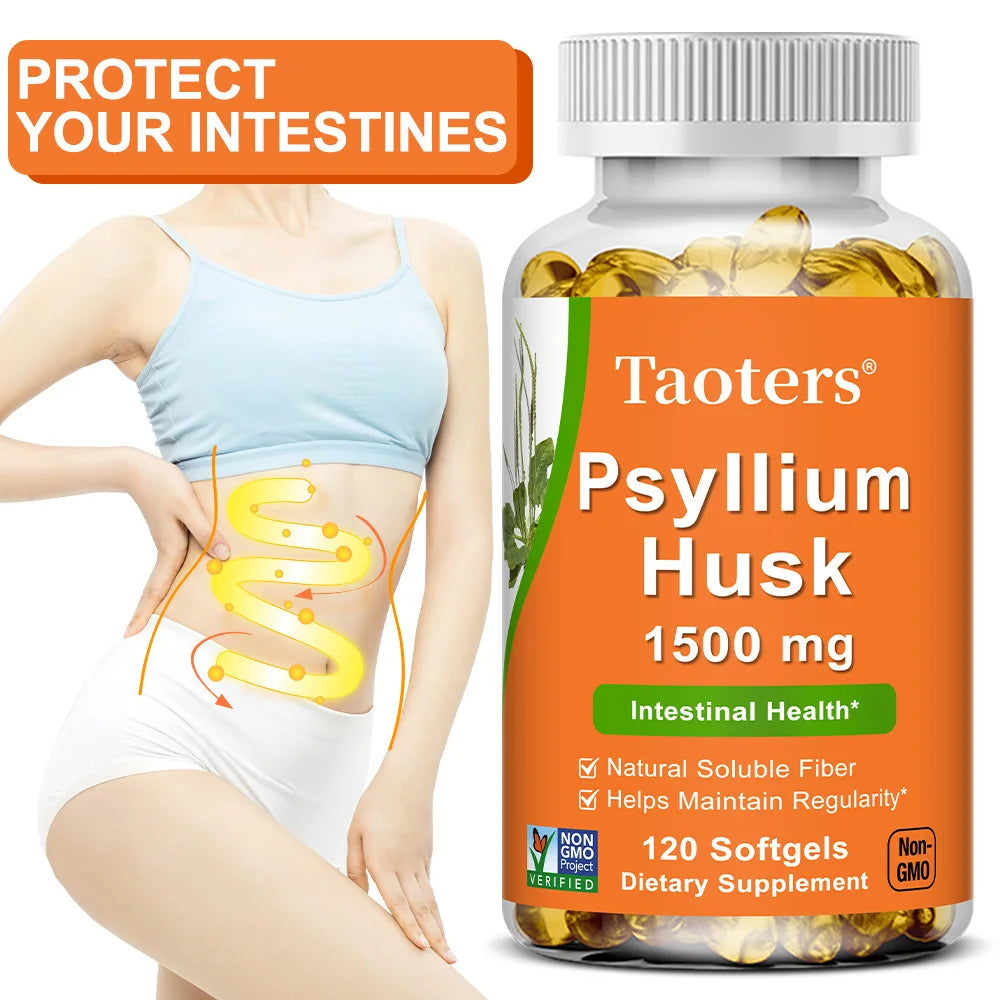 Psyllium Husk Supplement-Natural Soluble Fiber,Promotes Digestion,Supports Immunity,and Promotes Intestinal Health,120 Capsules