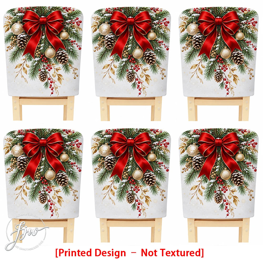 6/4/2pc Christmas Chair Back Covers, Festive Holiday Dining Chair Slipcovers for Christmas Party Home Decor