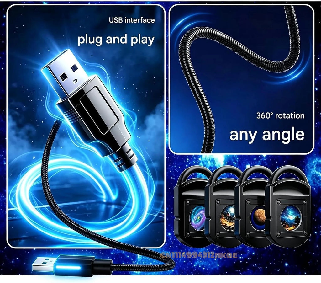 Plug and Play HD Christmas Projector, 5D Holographic Night Light Projector, USB Powered, 360° Adjustable Projector