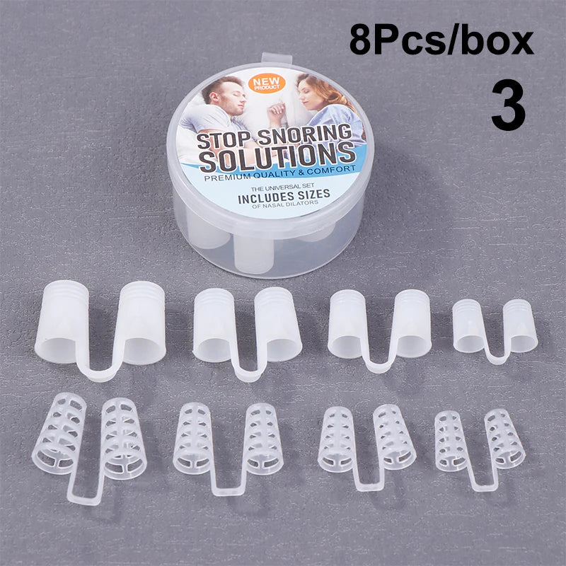 4/8Pcs Silicone Anti Snore Nasal Dilators Apnea Aid Snoring Nose Clip Nose Breathing Apparatus Devices