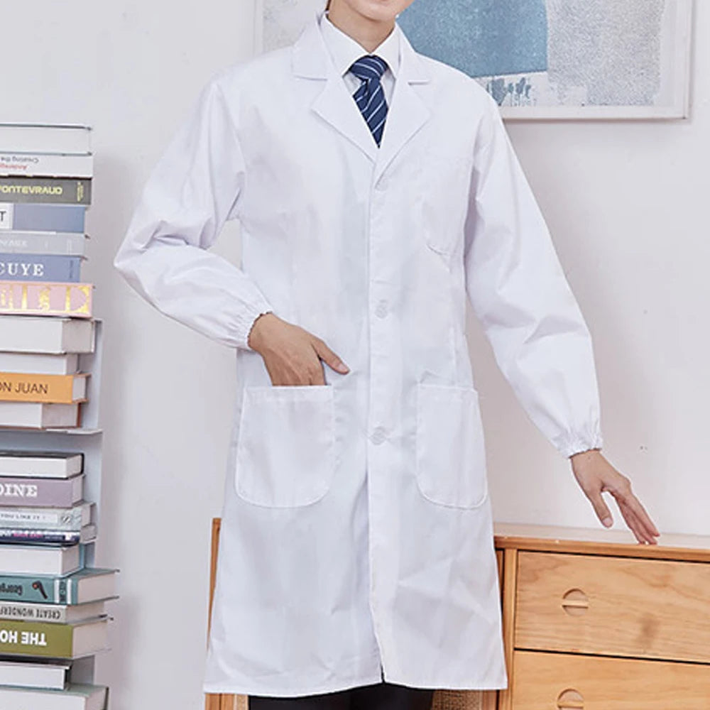 Professional Medical Student Doctor White Lab Coat Long Sleeve White Medical Scientist Lab Coats For Hospital Scientist School