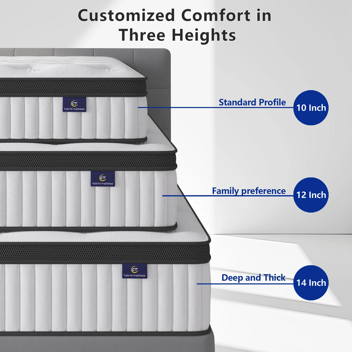 Queen King Full Size Mattress,12 Inch Hybrid Mattress in a Box with Pocket Spring, Medium Firm,Motion Isolation ,Pressure Relief