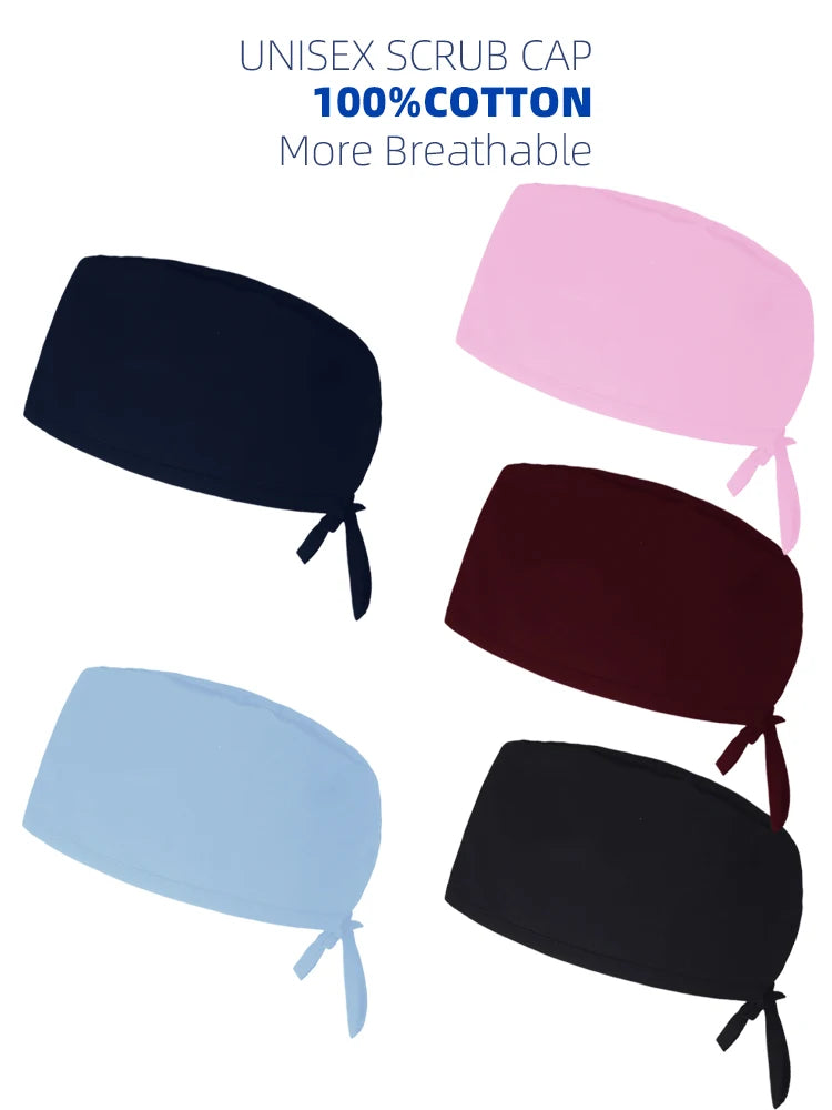 New Solid Scrub Cap Women men Medical Nursing Hats Beauty Operating room Work Hat Dental Clinic Caps Unisex Dentist Surgical Cap