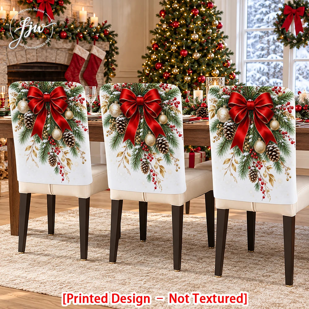 6/4/2pc Christmas Chair Back Covers, Festive Holiday Dining Chair Slipcovers for Christmas Party Home Decor
