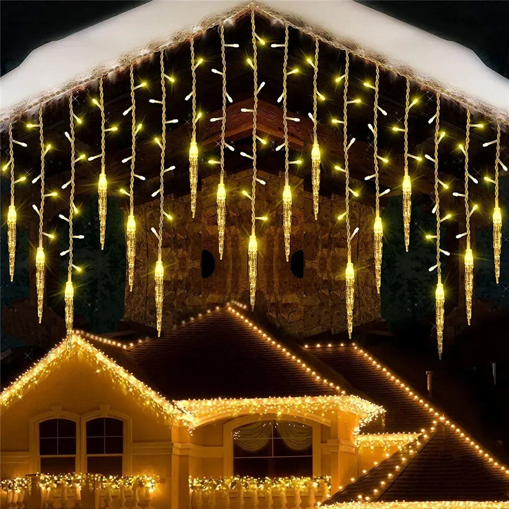  Remote Control Icicle String Lights 8 Modes LED Garland Lamp for Window Stair Christmas Home Indoor Decor