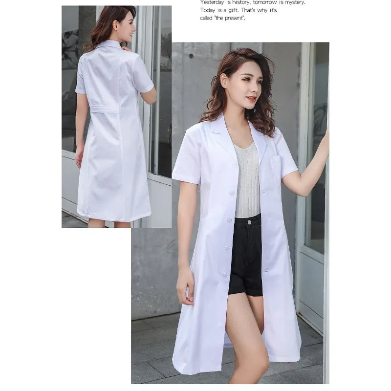 Lab Coat Long Short Sleeve White Doctor Nurse Uniform Isolation Gown For Clinic Work
